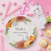 Assiettes En Carton Nom de la douche de mariée florale d'automne orang (Fête)