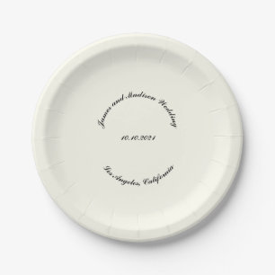 Assiettes En Carton Nom de la Personnaliser, date mariage d'ivoire noi