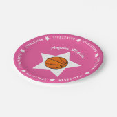 Assiettes En Carton Nom de la star du basket-ball rose (Angle)