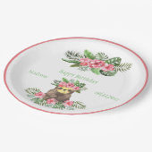 Assiettes En Carton Nom de l'animal migre rose Floral Hawaiian (Angle)