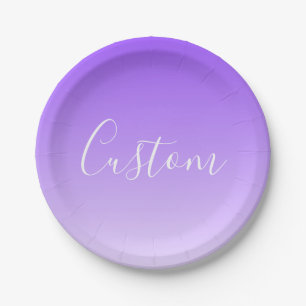 Assiettes En Carton Nom de script cursif & ombre violet clair modifiab