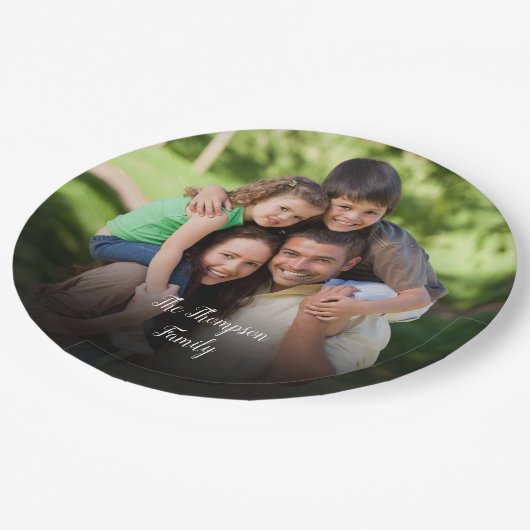 Assiettes En Carton Nom de script de photo personnalisé (Angle)