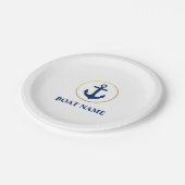 Assiettes En Carton Nom du bateau nautique Ancre Blanc G (Angle)