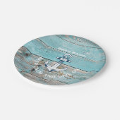 Assiettes En Carton Nom du bateau nautique Ancre Bois rustique (Angle)
