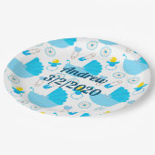 Assiettes En Carton Nom du bébé personnalisé et date de naissance (Angle)