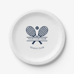 Assiettes En Carton Nom du club moderne Tennis Icônes Marine Blue Logo