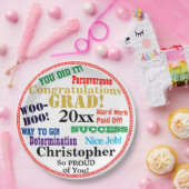 Assiettes En Carton Nom du diplôme Félicitations (Fête)