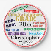 Assiettes En Carton Nom du diplôme Félicitations (Devant)