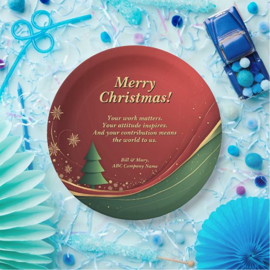 Assiettes En Carton Nom du groupe d'affaires Message Red Christmas Par (Fête)