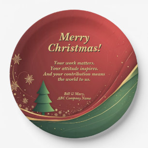Assiettes En Carton Nom du groupe d'affaires Message Red Christmas Par