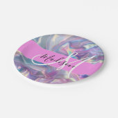 Assiettes En Carton Nom du monogramme d'iridescendance rose-fille (Angle)