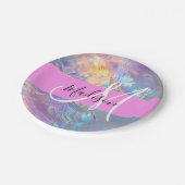 Assiettes En Carton Nom du monogramme d'iridescendance rose-fille (Angle)