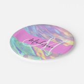 Assiettes En Carton Nom du monogramme d'iridescendance rose-fille (Angle)