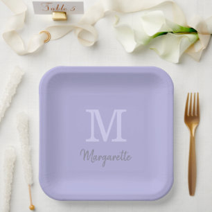 Assiettes En Carton Nom du prêteur et Plaques de papier monogramme ini