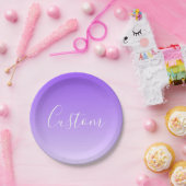 Assiettes En Carton Nom du script curatif et Ombre violet clair modifi (Fête)