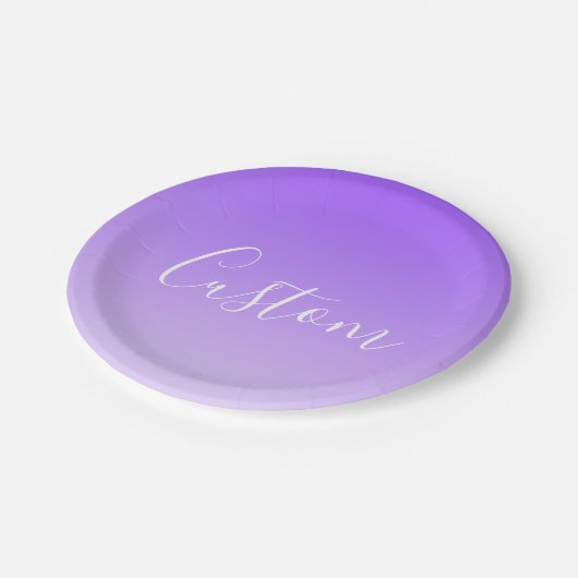 Assiettes En Carton Nom du script curatif et Ombre violet clair modifi (Angle)