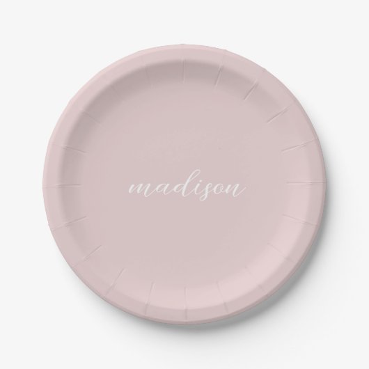 Assiettes En Carton Nom du script rose vierge (Devant)