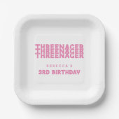 Assiettes En Carton Nom du triple 3e anniversaire rose (Recto)