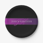 Assiettes En Carton Nom élégant et montant initial/s (Devant)