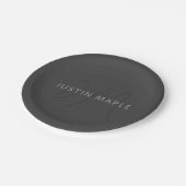 Assiettes En Carton Nom et monogramme du cool | gris foncé (Angle)