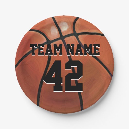 Assiettes En Carton Nom et numéro de l'équipe de basket-ball (Devant)