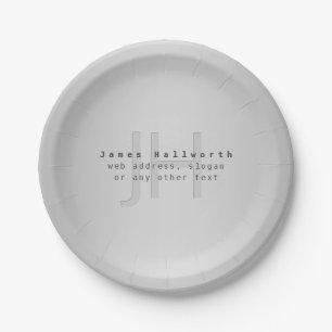 Assiettes En Carton Nom et slogan modernes éditable Dégradé gris