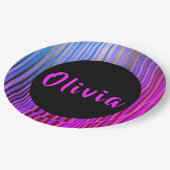 Assiettes En Carton Nom Hot rose violet noir Black Gold fête d'anniver (Angle)