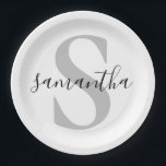 Assiettes En Carton Nom initial du monogramme personnalisé<br><div class="desc">Monogramme personnalisé Plaques papier de nom initial</div>