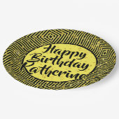 Assiettes En Carton Nom : Jaune/Noir Joyeux Anniversaire Diagonal Stri (Angle)