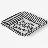 Assiettes En Carton Nom Joyeux Anniversaire Noir Blancs Motif (Angulaire)