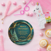 Assiettes En Carton Nom Message Société Green Gold Christmas Tree 7" (Fête)