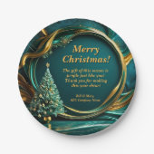 Assiettes En Carton Nom Message Société Green Gold Christmas Tree 7" (Devant)