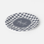 Assiettes En Carton Nom Monogrammé gris et blanc tendance (Angle)