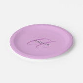 Assiettes En Carton Nom Monogramme Lettre initiale Orchid & Lilac (Angle)