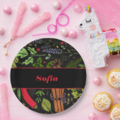 Assiettes En Carton Nom motif épices noir (Fête)