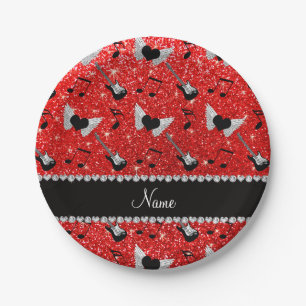 Assiettes En Carton Nom neon parties scintillant rouge guitares coeur