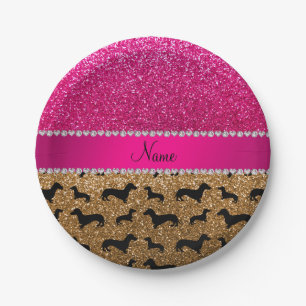 Assiettes En Carton Nom parties scintillant or dachshunds parties scin
