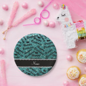 Assiettes En Carton Nom parties scintillant turquoise heureux ballon d (Fête)