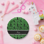 Assiettes En Carton Nom parties scintillant verte coeur de hockey (Fête)