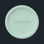 Assiettes En Carton Nom personnalisable "Snuggles"<br><div class="desc">Nom personnalisable "Snuggles" à la menthe verte de mer Plaques en papier</div>