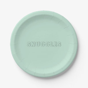 Assiettes En Carton Nom personnalisable "Snuggles" vert menthe