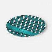 Assiettes En Carton Nom personnalisé 3d turquoise carrés (Angle)