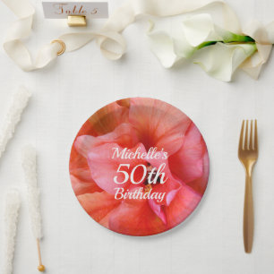 Assiettes En Carton Nom personnalisé 50e anniversaire Tropical Flower 
