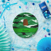 Assiettes En Carton Nom personnalisé bigfoot camouflage vert (Fête)