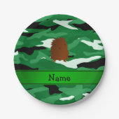 Assiettes En Carton Nom personnalisé bigfoot camouflage vert (Devant)