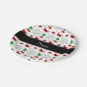 Assiettes En Carton Nom personnalisé blanc volleyball motif de noël (Angle)