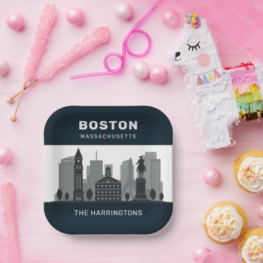 Assiettes En Carton Nom personnalisé Boston Massachusetts (Fête)