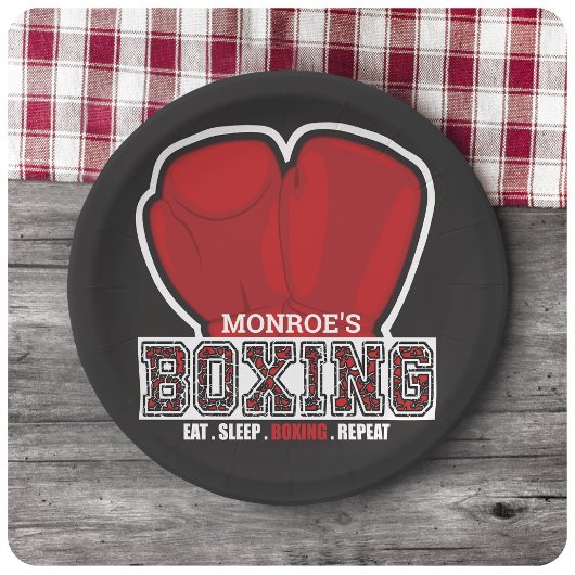 Assiettes En Carton NOM personnalisé Boxer Boxer Glove Prize