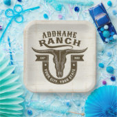 Assiettes En Carton NOM personnalisé Bull Steer Skull Western Ranch (Fête)