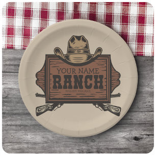Assiettes En Carton NOM PERSONNALISÉ Canons Cowboy Connexion Western R